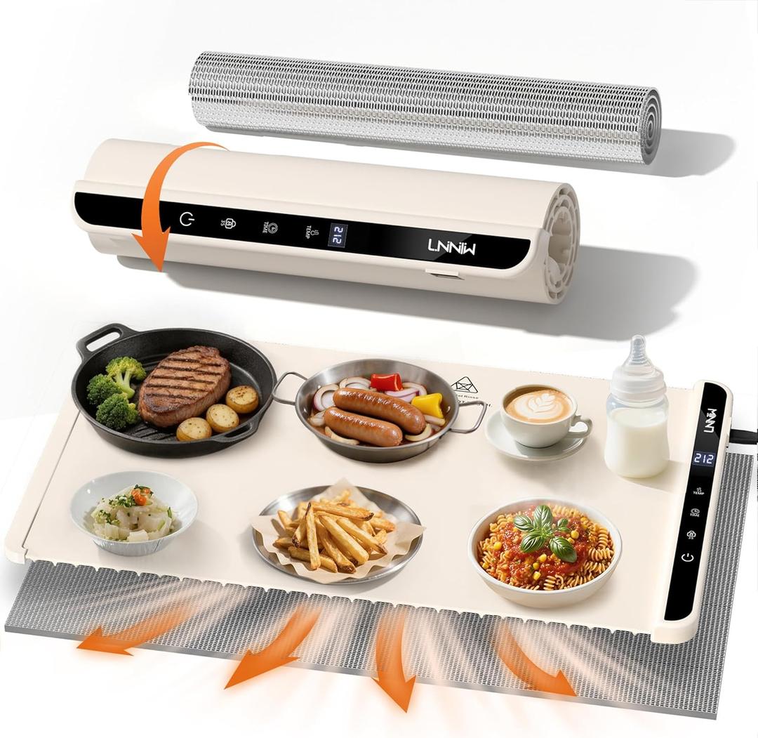 Food Warming Mat with Heat-Resistant Pad, 26X15 Inch, 6 Temperature & 6 Timer Settings, Child Lock Safety,Food Warmer Chafing Dishes for Buffet,Gatherings,Parties,Everyday Use