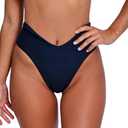 geluboao Black High Cut Bikini Bottom for Women Sexy V Cut High Waited High Leg Thong Bathing Suit Bottom S