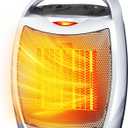 Portable Ceramic Space Heater w/Thermostat, 1500W Indoor Electric Space Heater Fan with Overheat and Tip-Over Protection, Heat Up 200 Square Feet for Office Room Dorm Use, Silver