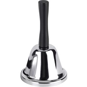 MROCO Loud Hand Bell, Silver Steel Hand Bells for Adults, Dinner Bells for Inside Classroom Bell, for Food Line, Alarm, Jingles, Ringing (1 Count)