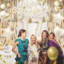 17th Birthday Decorations for Girls, White and Gold 17 Boho Birthday Party Supplies Includes Number Balloons, Banner, Fringe Curtain, Cake Topper
