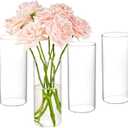 4pcs Glass Cylinder Vases for Centerpieces - 8 Inch Tall Glass Vases for Flowers, Hurricane Candle Holders Floating Candle Vase for Table Centerpiece Formal Dinners Home Decor