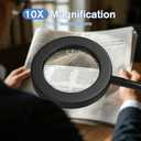 10X Magnifying Glass with Light, Clip on Magnifier with 3 Color Modes and 10 Level Dimmable, Flexible Gooseneck Clamp Magnifying Lamp for Reading Craft Sewing Repair Close Work Beauty