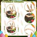 SiliFine 2 Pack Wicker Easter Basket Bunny Woven Basket with Handle Spring Easter Decorations Rabbit Candy Egg Picnic Hamper for Egg Hunt Home Table Kids Party Gift Supplies, 6.7" x 10.4", 5.5"x 9.4"