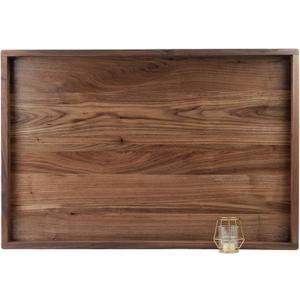 36 x 24 Inches Extra Large Rectangle Black Walnut Wood Ottoman Tray with Handles, Serve Tea, Coffee Classic Wooden Decorative Serving Tray
