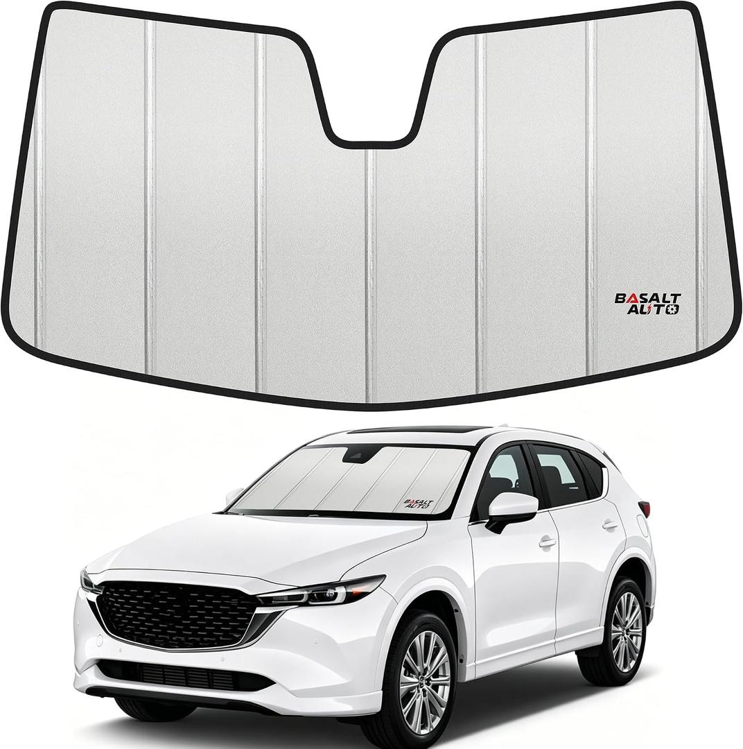 2017-2025 CX-5 Windshield Sun Shade Compatible for 2017-2025 Mazda CX-5 Upgraded 6 Layers Accordion-Folding Front Sun Visor with Storage Bag Keep Interior Cool