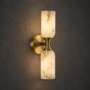Alabaster Wall Sconce, Modern Bathroom Vanity Sconces, H65 Brass Wall Lamp, Up and Down Wall Light for Bedroom Living Room Staircases (3000K Light Source) 1 Pack