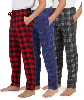 Real Essentials 3 Pack: Boys' Fleece Pajama Pants Soft PJ Bottoms for Kids Youth Teens Sleepwear, 3XL