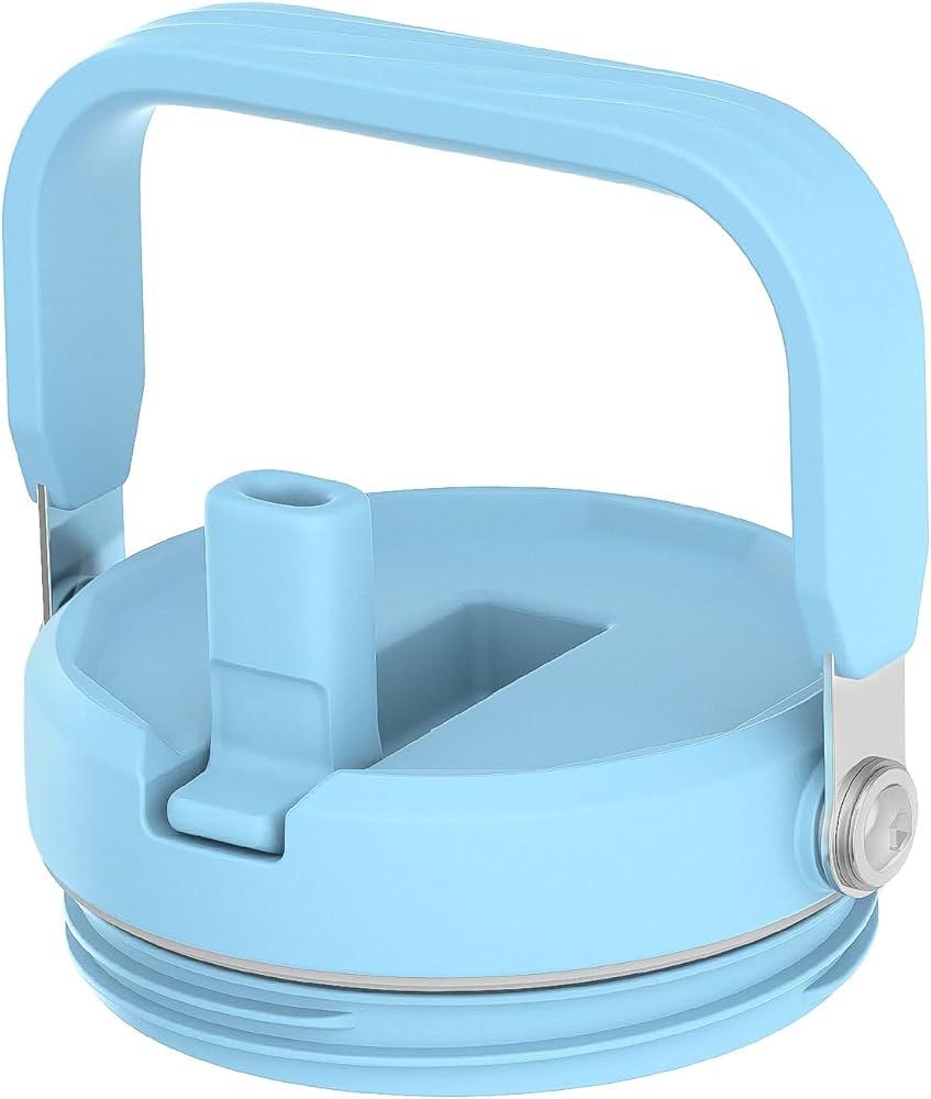 Cafezi Replacement Lid with Flip Straw and Top Handle, 30oz/ 40oz/ 50oz/ 64oz Tumbler, Screw On Lid (Sky Blue)