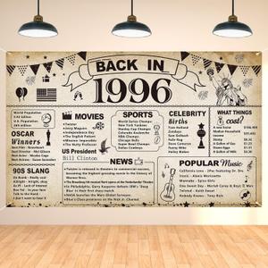 DARUNAXY 30th Birthday Party Decorations, Vintage Back in 1996 Banner 30 Year Old Birthday Party Poster Supplies Vintage 1996 Backdrop Photography Background for Men & Women 30th Class Reunion Decor