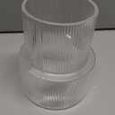 Ribbed Glass Vase, Flower Vase, Fluted Clear Vases for Flowers, Modern Vases for Living Room, Dining Table, Entryway, Shelf, Wedding, Office, Coffee Table, Birthday, 7.5 Inches