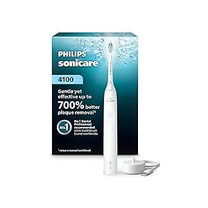 Philips Sonicare 4100 Rechargeable Electric Toothbrush, Advanced Plaque Removal, Pressure Sensor, Includes Brush Head Case, Black BD5003AZ