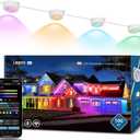 Lepro E1 AI Permanent Outdoor Lights APP Control, 100ft 60 LED Smart RGB+IC+Warm/Cool White House Eave Light for Halloween Christmas, Alexa Google Enabled, 2.4 GHz WiFi/Bluetooth, NO Remote Controller