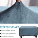 Ottoman Cover, Stretch Rectangle Velvet Ottoman Slipcovers of Foot Stool for Living Room, Folding Storage Furniture Protector with Elastic Bottom, Machine Washable(Gray Blue, L)