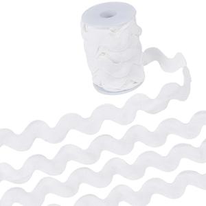 GORGECRAFT 0.78 inch-1.33 inch/20-34mm Wide Rick Rack Trim 9 Yards White Wave Bending Fringe Trim Braided Woven RIC Rac Ribbon Zig Zag Trim for DIY Sewing Crafts Wedding Dress Costumes Party
