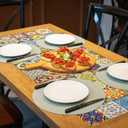 Round Wipeable Placemats Set of 6 Faux Leather Round Table Mats, Waterproof & Washable Vinyl Placemats, Circle Design for Dining Table Decor Sage Green