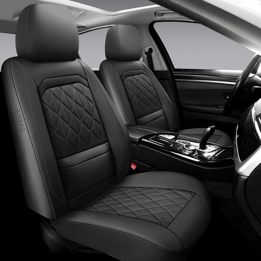 Car Seat Covers Full Set,Luxury Leather Seat Covers for Cars,Universal Waterproof Interior Seat Covers, Automotive Car Seat Cover for Most Vehicles,Truck,SUV Black