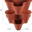 Stacking Planter Tower- 3-Tier Space Saving Flower Pots- Set of 3 Indoor/Outdoor Vertical Herb & Vegetable Garden by Pure Garden (Terracotta Colored)