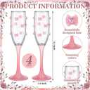 4 Pcs Pink Bow Champagne Flute Glasses Set, 6 OZ Christmas Champagne Wine Glasses with Long Stem, Elegant Girly Glassware Gift for Xmas Bachelorette Bridal Shower Wedding Birthday Party