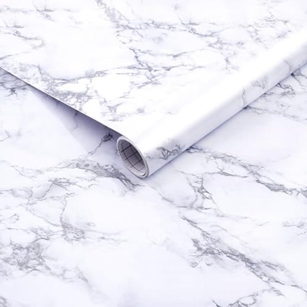 Arthome White Marble Contact Paper - Peel and Stick Wallpaper - Self-Adhesive & Removable Wall Paper for Furniture Desk, Kitchen Countertop, Cabinet, Shelf Liner, Wallcovering, (35.4"x120")