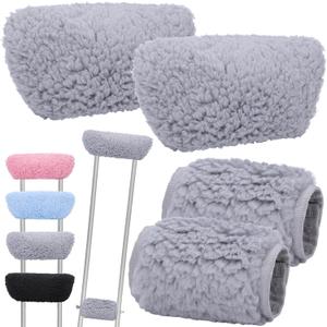 Threlaco Crutch Pads for Armpits and Hand Grips Universal Pads for Crutches Underarm Comfortable Breathable Cotton Fleece Underarm Cushions and Crutch Covers