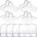 Nuanchu 8 Pcs Nipple Shields for Nursing Newborn Breastfeeding 20 mm 15 mm Nipple Shield Bulk Silicone Protector with Clear Carrying Case for Protecting Sore, Flat or Inverted