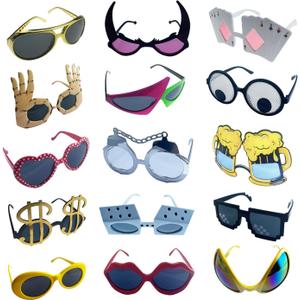 16 Pack Funny Sunglasses Novelty Party Glassses Masks for Adults Cool Shaped Funny Party Eyeglasses, Photo Booth Props Sunglasses Dress Up Costume Glasses Pack