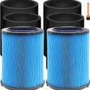 2-Pack VF5000 Replacement Filter Compatible with Ridgid 5-20 Gallon and Fits Husky 6-9 Gallon Wet Dry Vacuums, Fine Dust Filter with 4 Foam Sleeves, Fits WD06000 WD16250 WD20620