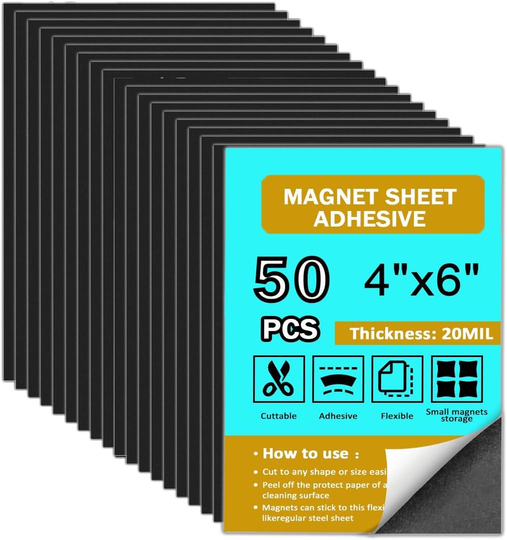 100 Pack, Magnet sheet 2"x3" (Adhesive Backing-4"x6",50Pcs)