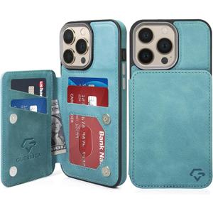 GUERNICA for iPhone 16 Pro Max Wallet Case with RFID Blocking Card Holder for Women Men, Kickstand Shockproof Phone Case for iPhone 16 Pro Max(6.9"),Light Green