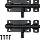 JQK Door Security Slide Latch Lock Barrel Bolt, 304 Stainless Steel Sliding Gate Latches Thickened 1.4mm with Padlock Hole, Black, 2 Pack HBB120-BK-P2