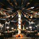 60ftx40ft Black Ceiling Curtain for Wedding Parties  12 Panels Wrinkle-Free 40 FT Long Tent Draping Curtains for Wedding, Birthday & Theme Parties, 40ft Height with Rod Pocket
