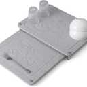 Nested Dish Drying Stone Mat | 2 Pcs Diatomaceous Earth Stone Drying Mats for Kitchen Counter with Non-Slip Feet | Collapsible Large Drying Stone for Dishes - Light Gray (15.8" x 11.8")