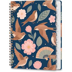 2026 Planner, Weekly and Monthly Academic Planner Calendar (JAN.2026 - DEC.2026), Planning Agenda Book, for Office Desk Accessories and School Supplies, A5(6.3" x 8.5") (Birds & Blooms)