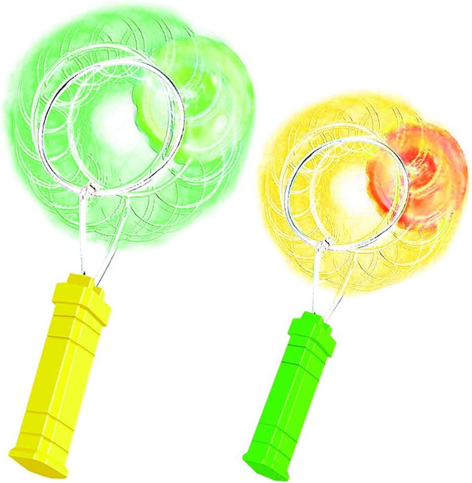 ArtCreativity Retro Light Up Toys Set for Kids- Includes 2, 8 Inch Gyro Wheels, Mesmerizing Spinning and Lighting Effects Design- Top Fun Gift for Boys and Girls