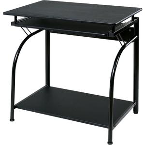 OneSpace Stanton Computer Desk, Office Desk with Keyboard Tray and Shelves, Black