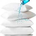 Waterproof Pillow Protectors Standard 20x38 Inches 6 Pack with Zipper Fully Sealed Dust Moisture Sweat Proof Pillow Case Cover Protector Soft White (6 Pack, King 20x38)