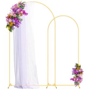 Arch Backdrop Stand (7.2FT, 6FT) Set of 2 Gold Wedding Arch Backdrop,Metal Arch Backdrop Stand for Anniversary, Arched Backdrop Frame for Birthday Parties Garden Background Decoration