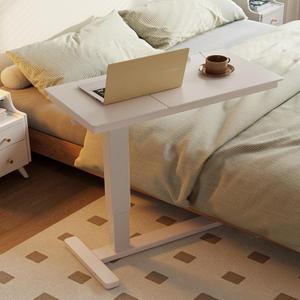 Muwuele Solid Wood Overbed Bedside Table with Wheels, Adjustable Medical Tilt Top Hospital Bed Table Over The Bed, Rolling Laptop Desk, Mobile Standing Desk for Hospital and Home Use (White), 31.4"W x 15.7"D x 27.5" H