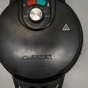 Chefman Anti-Overflow Belgian Waffle Maker w/Shade Selector, Temperature Control, Mess Free Moat, Round Iron w/Nonstick Plates & Cool Touch Handle, Measuring Cup Included, Black