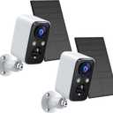 FOAOOD Security Cameras Wireless Outdoor with Solar Panel Cameras for Home Security, Home Camera with Color Night Vision, PIR Human Detection, 2-Way Talk, IP66 Waterproof (2Packs-White)
