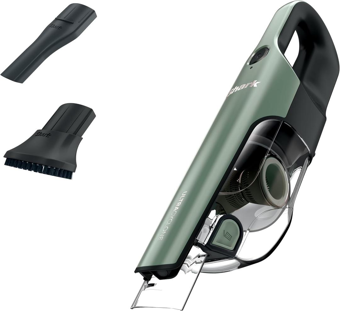 Shark UltraCyclone Pro Cordless Handheld Vacuum, Powerful Suction, Handheld Vacuum for Car & Home, Crevice Tool, Scrubbing Brush, Lightweight, XL Dust Cup, Black/Green, CH901
