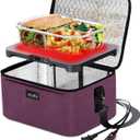 Aotto Portable Oven, Electric Lunch Box Food Heater - 12V/24V/110V 3-in-1 Car Food Warmer - Heated Lunch Box for Adults - Cook, Reheat & Keep Meals Warm for Vehicle, Travel, Work, Home - Deep Purple