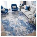 Washable Area Rugs 13 x 10, Non-Slip Modern Abstract Soft for Living Room Entryway Bedroom Nursery, Print Pattern, Blue Grey Navy Gray