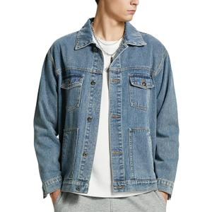 Denim Jacket Men Vintage Autumn and Winter Tops Mens Denim Trucker Jacket, XL