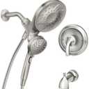 Moen Engage Multi-Function Handshower and Rainfall Shower Head Trim Combo with Handle, Tub Spout, Metal Hose and Valve, Brushed Nickel, 82304SRN