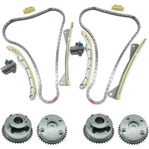 Engine Timing Chain Kit, Suitable for Santa Fe Sorento Azera Genesis 3.3L 3.8L, Automotive Replacement with Camshaft CVVT Gears 24321-3L100 24350-3CGA1 24410-3CGA3