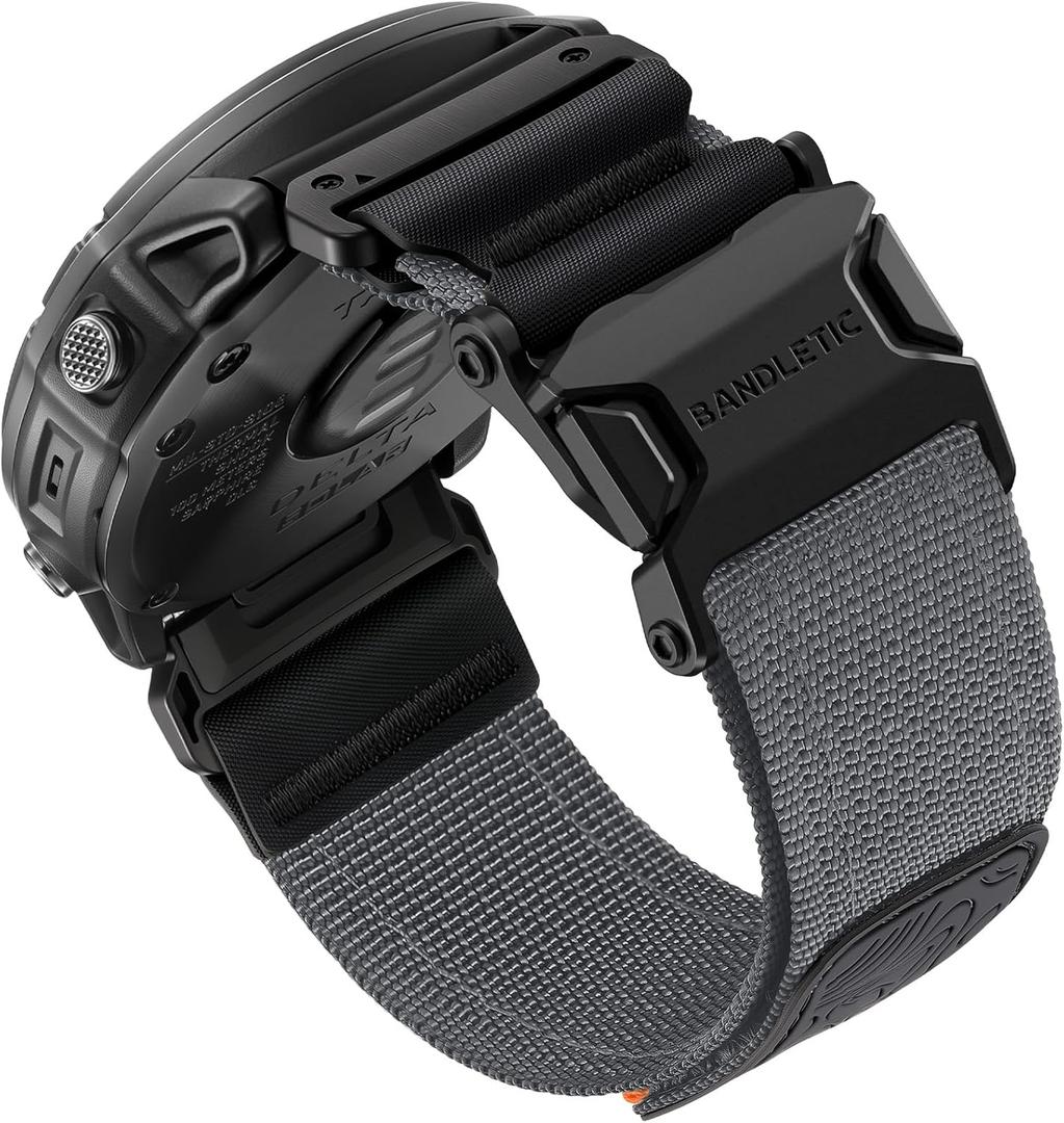 Bandletic Compatible with Garmin Watch Band, 26mm Quick Fit Tactical Nylon Sport Strap for Fenix 8 51mm/7X 6X Pro/5X Plus/3/3 HR/Instinct 2X 3 50mm /Enduro/Quatix Tactix 8 51mm/Epix Pro (Gen 2) 51mm