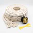 Natural White Cotton Rope 1/2 inch × 50 ft, 4-Strand Twisted Thick Rope for Crafts, Tug of War, Clothesline, Hanging, Porch Swing Bed, Pet Toys, Soft Craft Cotton Cord for Home/Outdoor Decoration