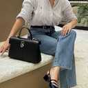 Coutgo Women's Mary Jane Chunky Low Heels Slingback Pumps Closed Square Toe Wedding Dress Shoes (7, Navy)